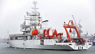 Marine acoustic research ship INS Sagardhwani on a mission leaves Kochi